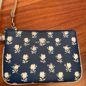 Blue Flower Leather Coach wristlet